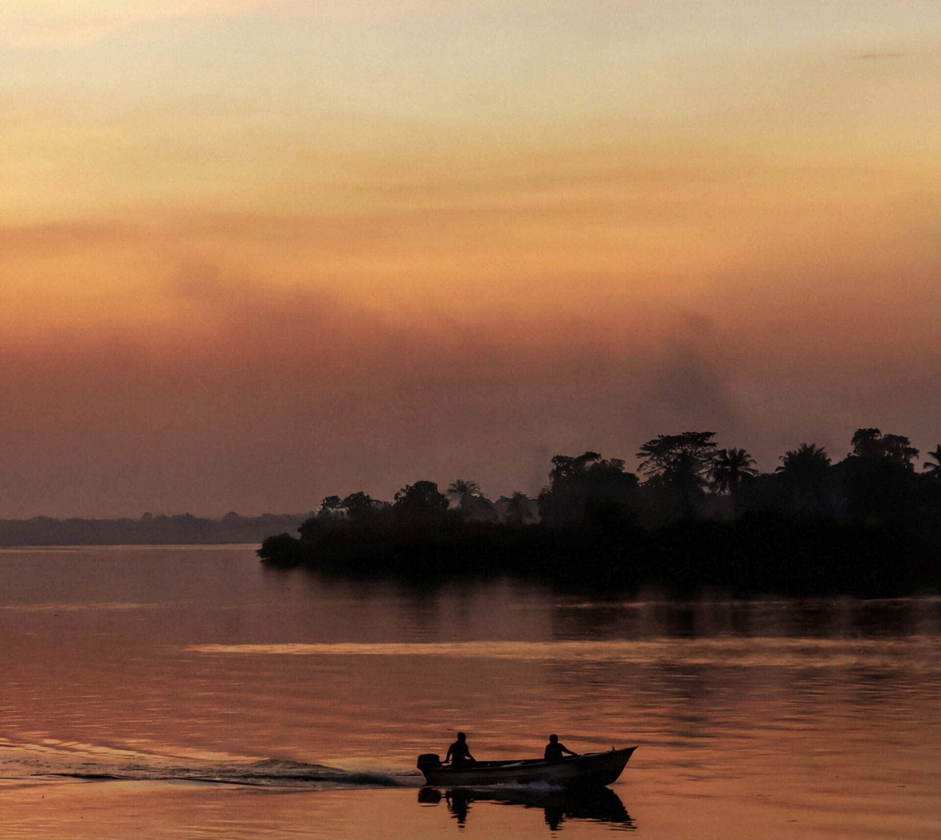 sunset, river, boat